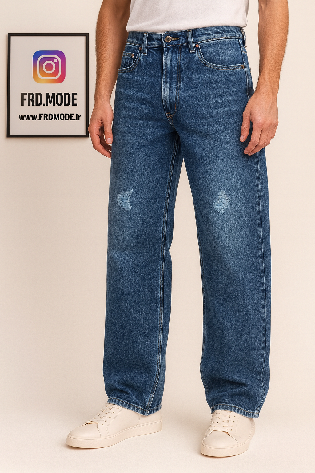 شلوار نیم بگ آبی تیره کد ۲۰۱۲