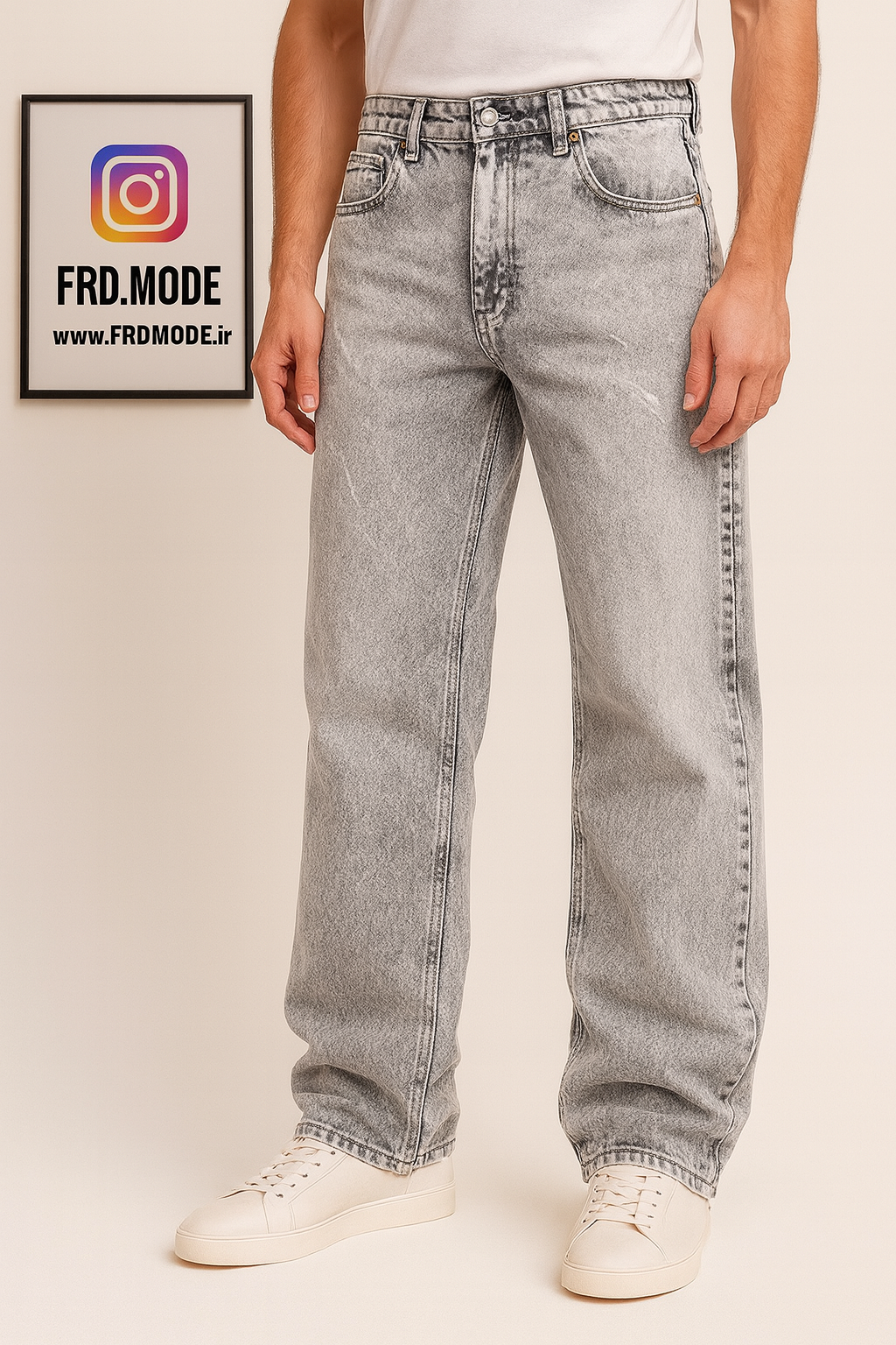 شلوار نیم بگ طوسی روشن کد ۲۰۱۱